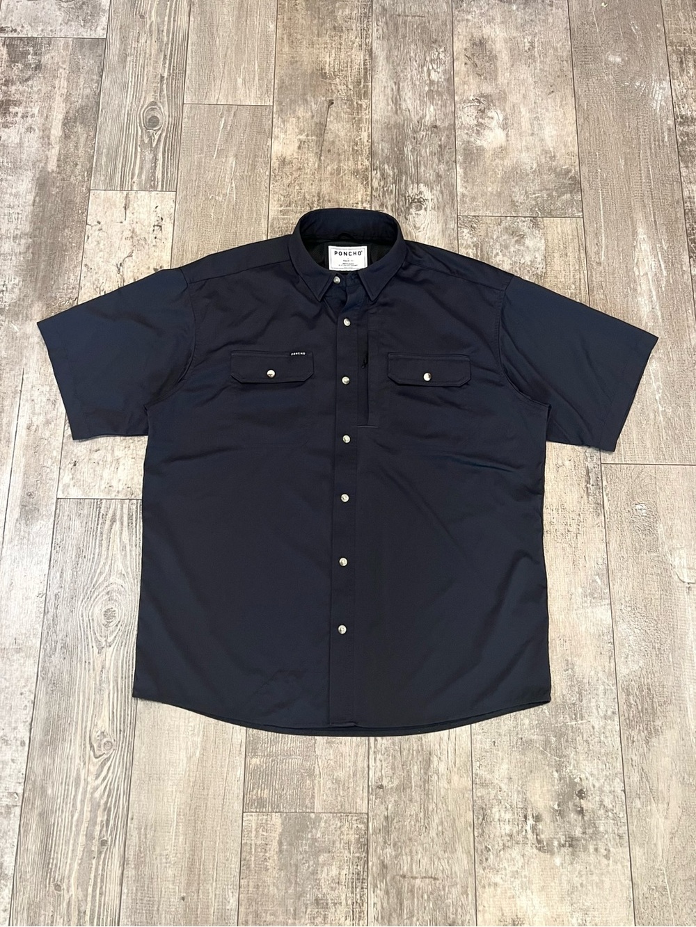 PONCHO The Original Shirt “The Burnt End” Vented Performance Nylon Large Black